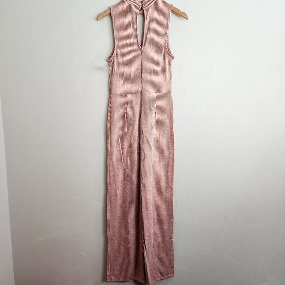 NEW Modcloth For The Bliss Of It Jumpsuit Orange White Stripe One Piece - Picture 12 of 13